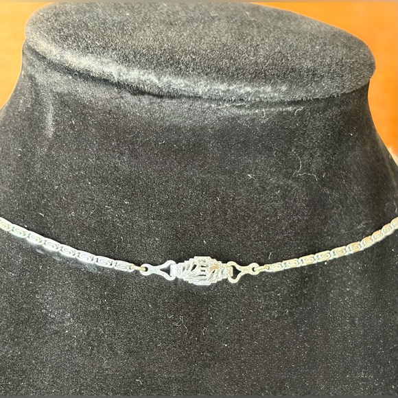 Vintage Onyx and Marcasite Sterling .925 Silver Pendant Silver-toned necklace - Picture 7 of 10